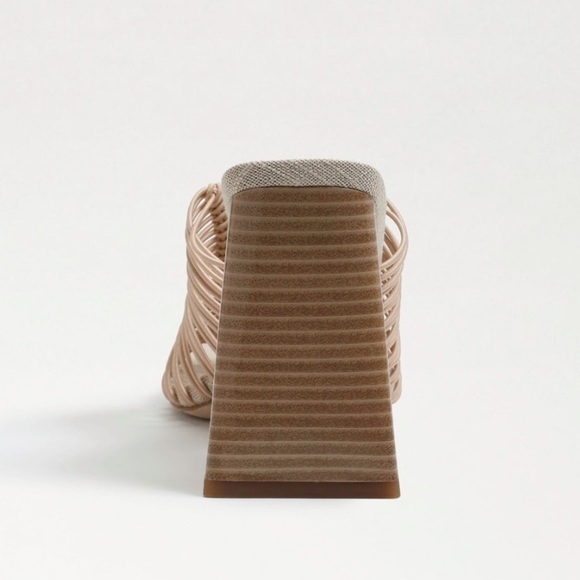 Sam Edelman Laurette block heels mule slip on sandals Sz 8 1/2 Almond Bungee new - Picture 6 of 12